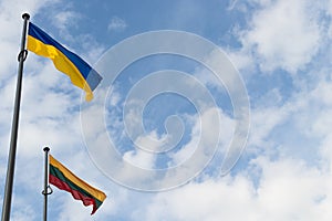 Flags of Ukraine and Lithuania