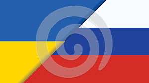 Flags of Ukraine and Russia.