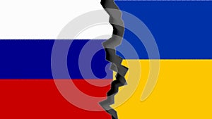 Flags of Ukraine and Russia. Ukraine vs Russia in world war crisis concept