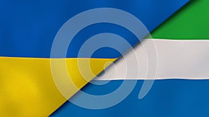 The flags of Ukraine and Sierra Leone. News, reportage, business background. 3d illustration