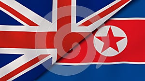 The flags of United Kingdom and North Korea. News, reportage, business background. 3d illustration