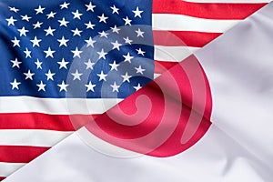 Flags of United states of america and japan flag together