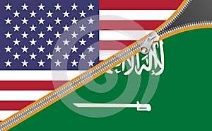 Flags of United States of America and Saudi Arabia