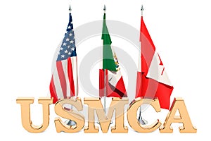 Flags of the United States, Mexico and Canada, USMCA agreement c photo