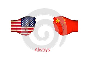 Flags of USA and China