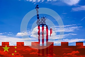 Flags of USA and China