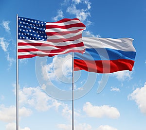 Flags of usa and Russia