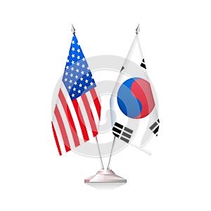 Flags of USA and South Korea. Vector illustration