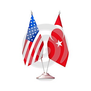 Flags of USA and Turkey. Vector illustration
