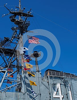 Flags of USS Midway Aircraft Carrier, San Diego, California