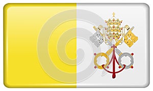 Flags Vatican CityHoly See in the form of a magnet on refrigerator with reflections light.