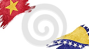 Flags of Vietnam and Bosnia and Herzegovina on white background