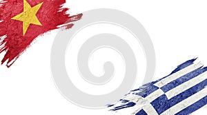 Flags of Vietnam and Greece on white background
