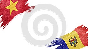 Flags of Vietnam and Moldova on white background