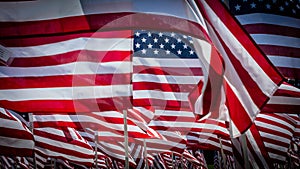 Flags waiving in the wind.