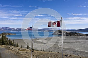 Flags waving on Soldier`s Summit