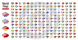 Flags of the world - vector set of cloudy flags, glossy icons