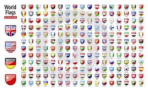 Flags of the world - vector set of glossy, hemispherical icons