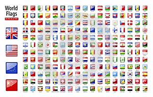 Flags of the world - vector set of square, glossy icons