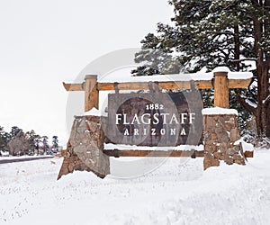 Flagstaff Arizona Sign in Winter