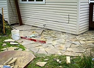 Flagstone Patio Under Construction