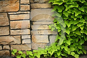 Flagstone wall with climbing ivy