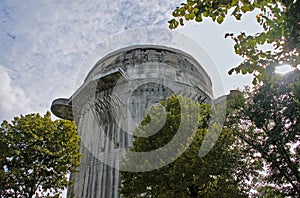 Flak tower in Augarten park Vienna, low angle view