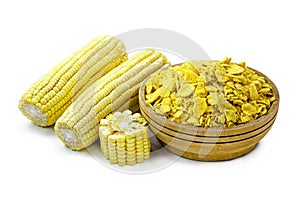 Flaked corn flour or biju flour, it is a hydrated flour, crushed and then roasted. The result is thick flakes