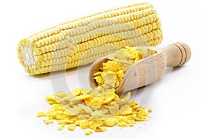 Flaked and ground cornmeal, culinary ingredient of the traditional food called Couscous