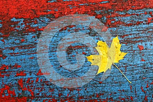 Flaked paint with leaf