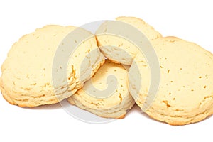 Flakey Buttermilk Biscuits isolated on white background