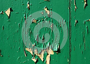 Flaking green paint