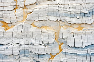 flaking limestone facade, erosion visible