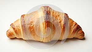Flaky croissant on white surface