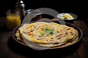 Flaky Parantha ghee. Generate Ai