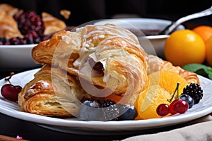 flaky puff pastry and fruit turnovers on plate