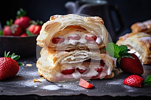 flaky puff pastry turnover filled with fresh strawberry filling