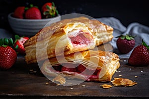 flaky puff pastry turnover filled with fresh strawberry filling