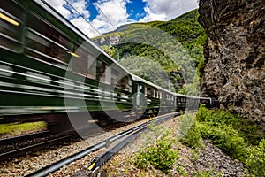 Flam Line is a long railway tourism line between Myrdal and Flam in Aurland, Norway photo