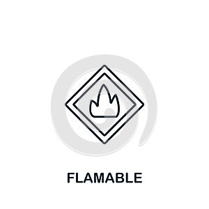 Flamable icon from security collection. Simple line element Flamable symbol for templates, web design and infographics