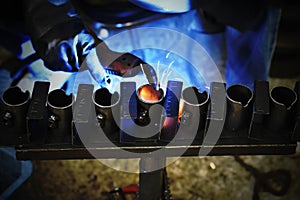 Flamable from welding work. Industrial work.