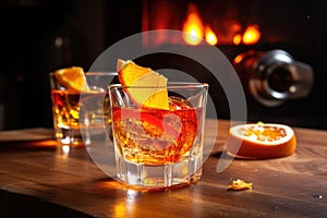 flambeing an orange peel in a sazerac cocktail