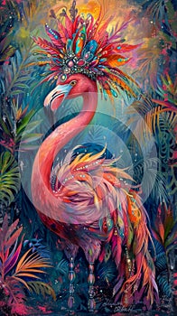 Flamboyant flamingo adorned