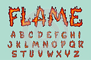 Flame Alphabet Fire Graffiti text vector Letters