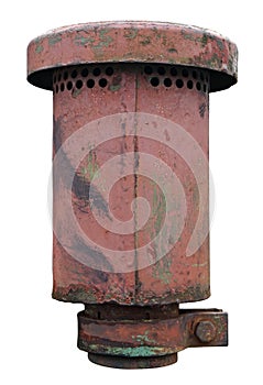 Flame arrester of an old vintage diesel tractor isolated