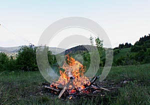 Flame and Ashes. Mountains Carpathians.Ukraine.