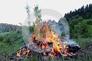 Flame and Ashes. Mountains Carpathians.Ukraine.