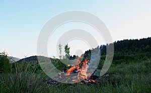 Flame and Ashes. Mountains Carpathians.Ukraine.