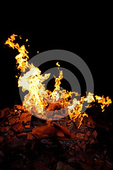 Flame on a black background