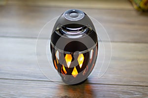 A flame blue tooth speaker close up